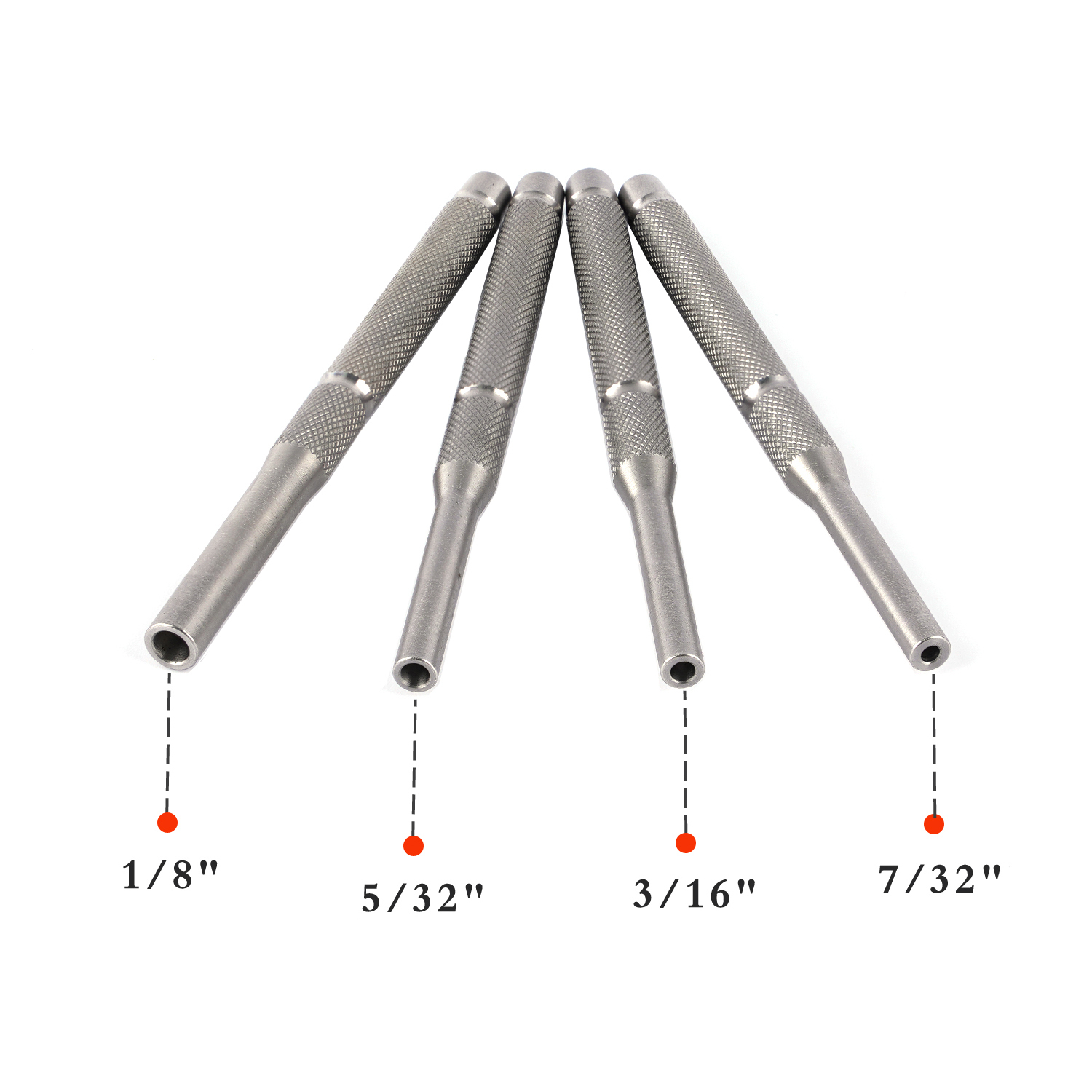 Stainless Steel Hollow End Roll Pin Holding Starter Punch Tool Set 4