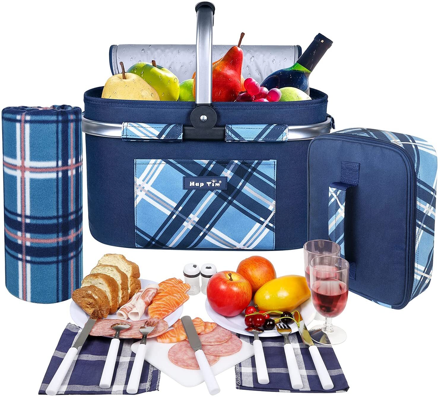 Hap Tim Picnic Basket Backpack for 2 Person with 2 Insulated Cooler  Compartment, Wine Holder, Fleece…See more Hap Tim Picnic Basket Backpack  for 2