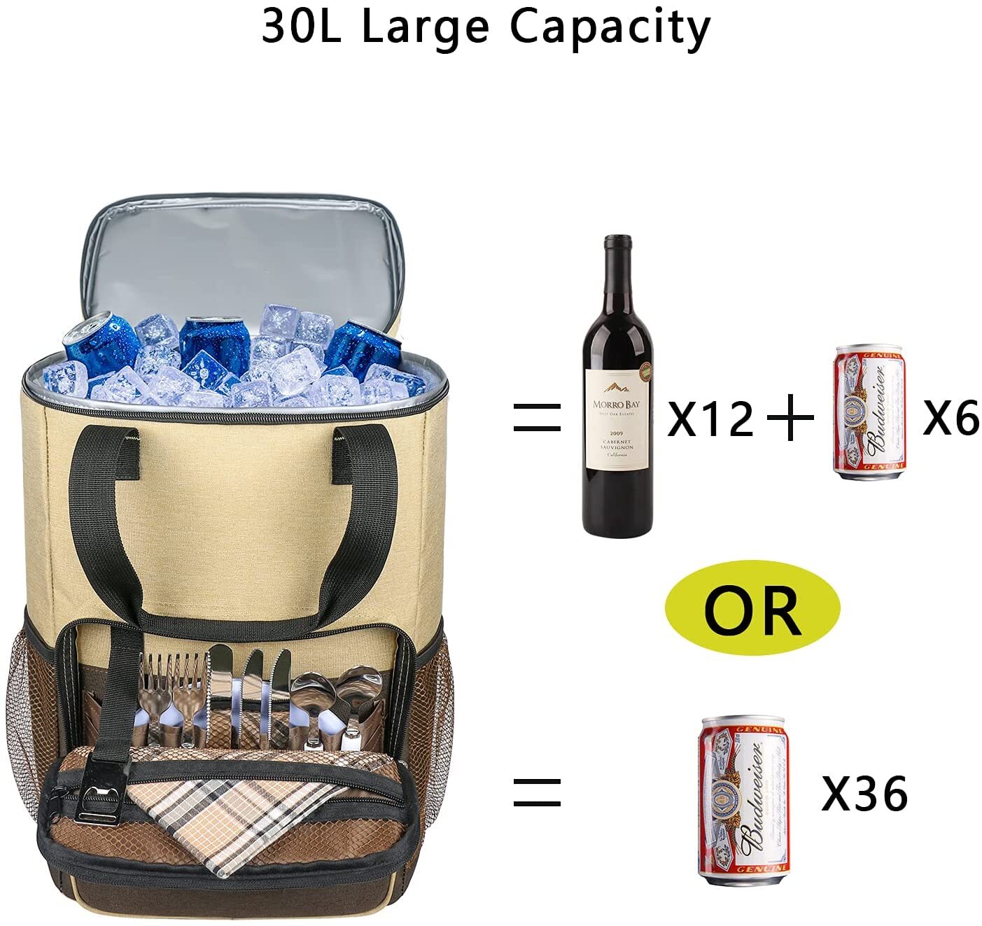 Hap Tim Picnic Backpack Cooler for 4 Person with Insulated Leakproof Cooler  Bag, Wine Holder, Fleece…See more Hap Tim Picnic Backpack Cooler for 4