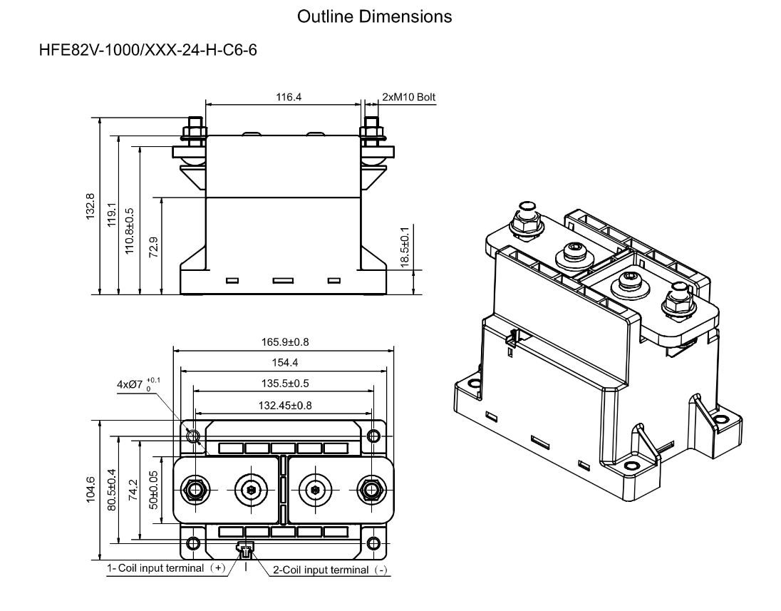HFE82V-1000 HONGFA High voltage DC Contactor 1000V 1200V 1000A 12V DC 24V DC