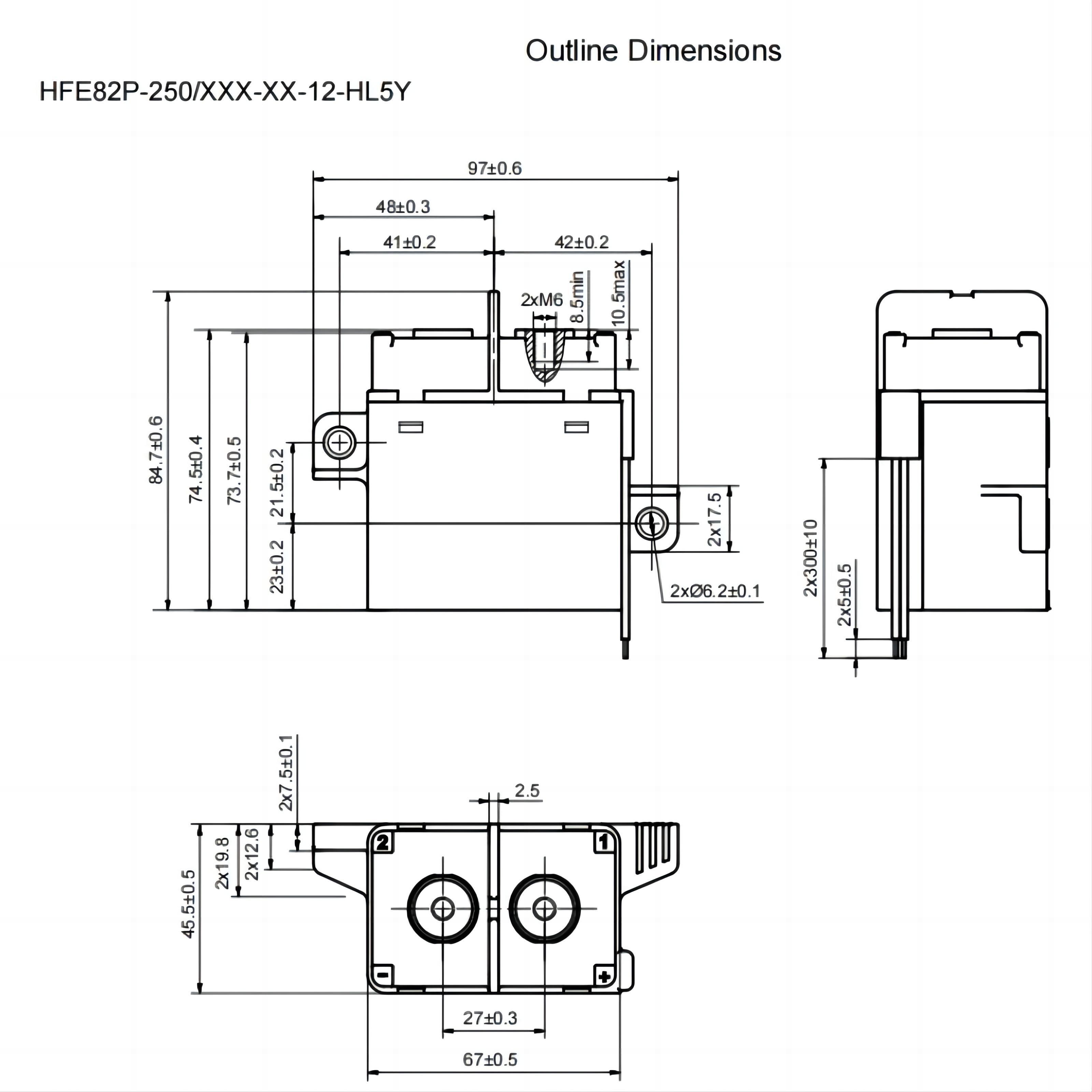 HFE82P-250C HONGFA High voltage DC Contactor 750V 250A