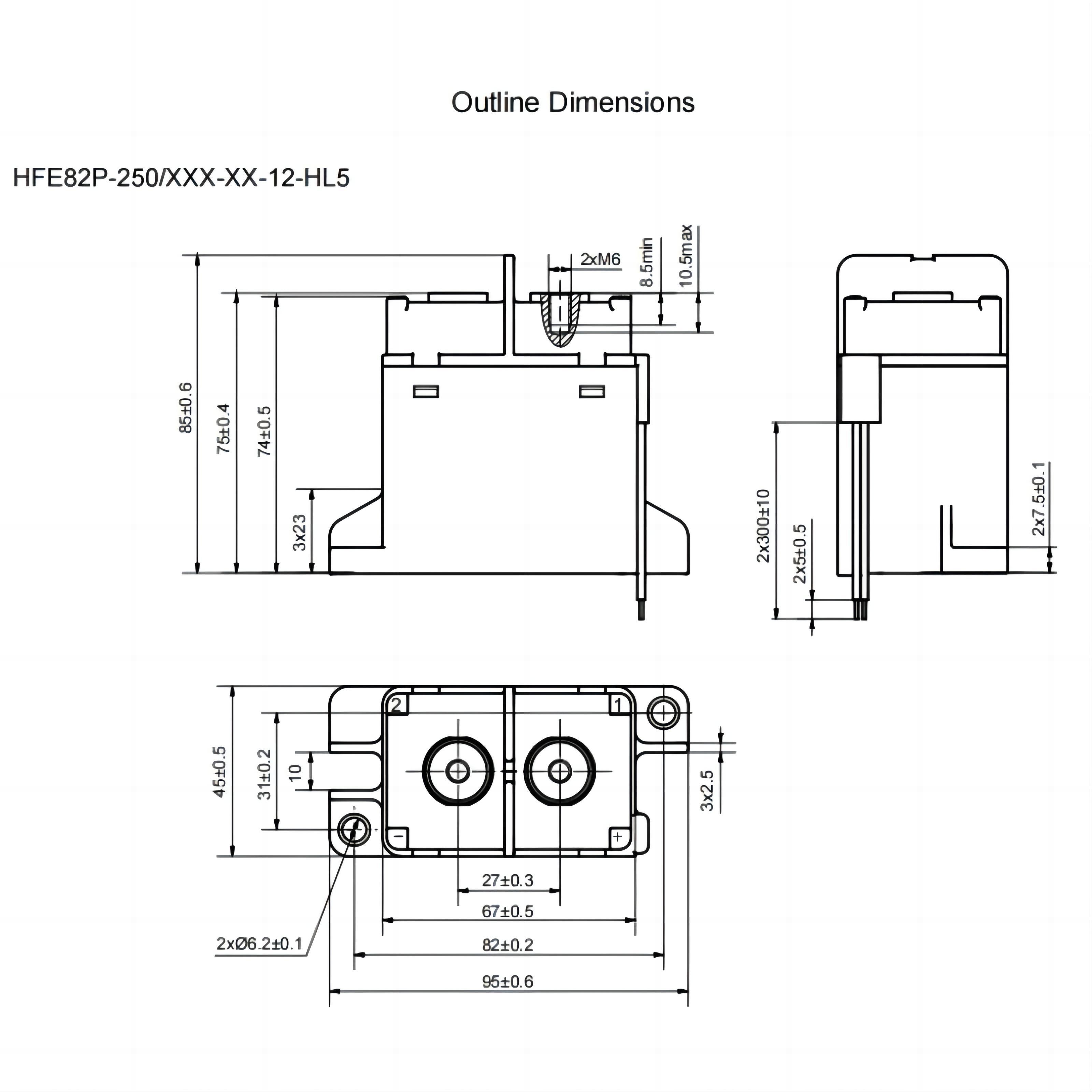 HFE82P-250C HONGFA High voltage DC Contactor 750V 250A
