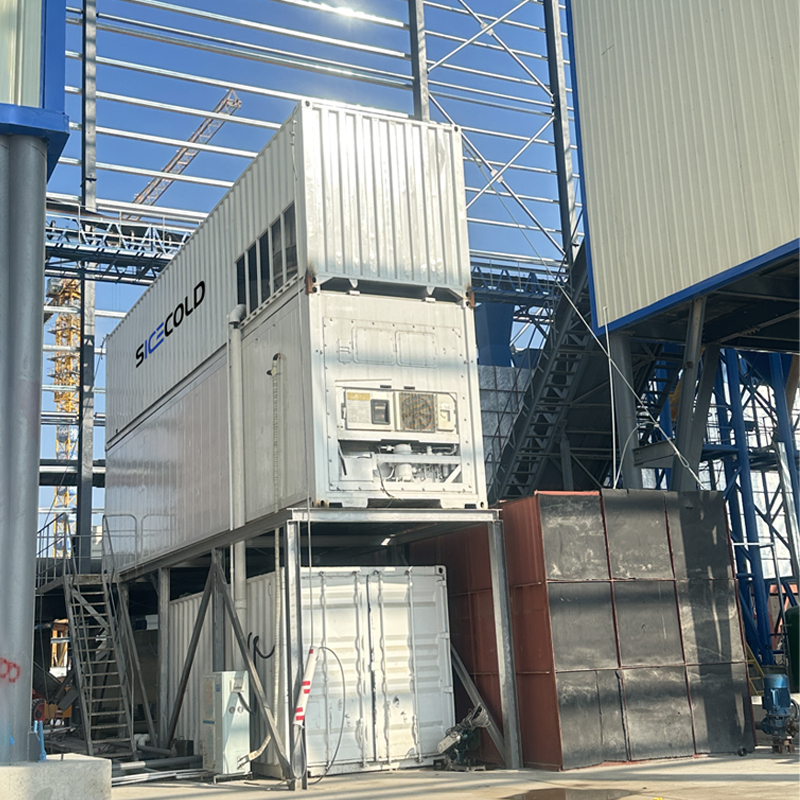 Hydropower Station Concrete cooling include 30 ton Containerized flake Ice machine & 25t Containerized ice Storage Room