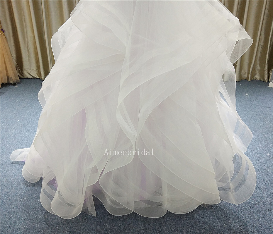 Ball Gown Sweetheart Neckline court Train tulle/Sequined beading appliques Made-To-Measure Wedding Dresses with Cascading Ruffles gown