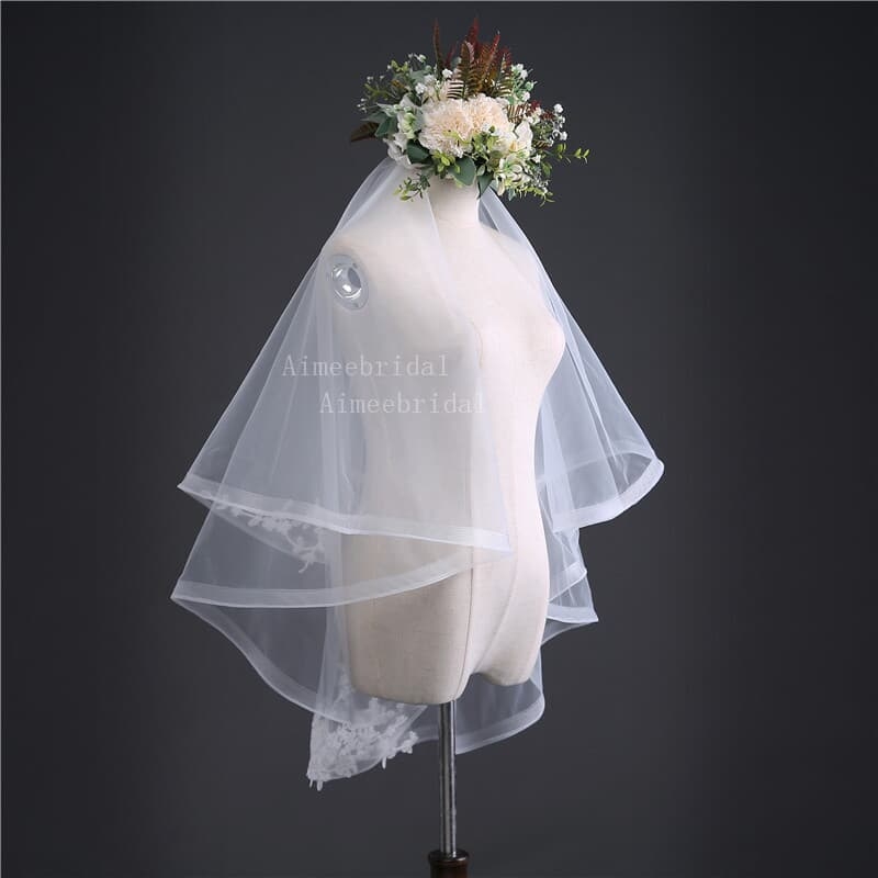 wholesale two layers bridal veils soft tulle waist length
