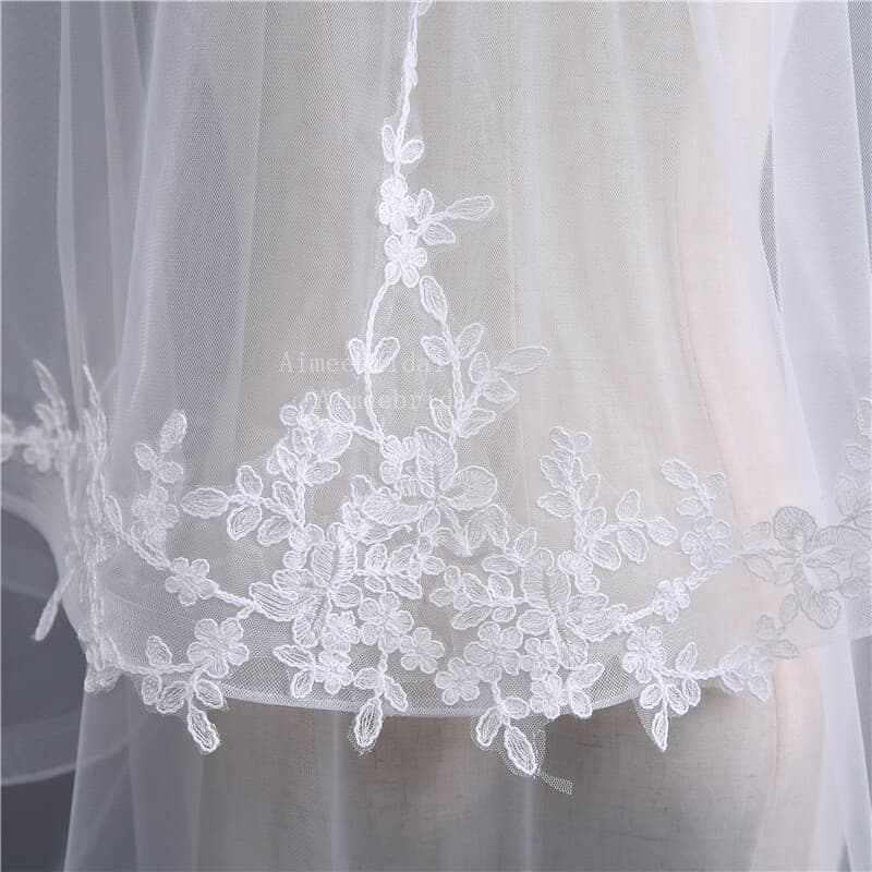 high quality bridal veil/soft tulle with lace embroidery 3   metre length 