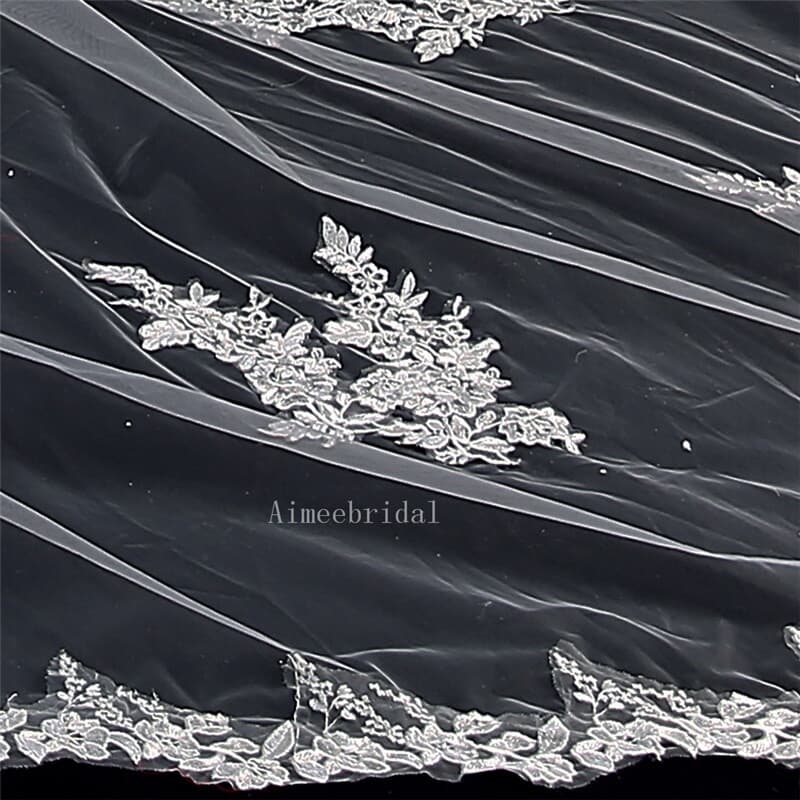 high quality bridal veil/soft tulle with lace embroidery 3   metre length 