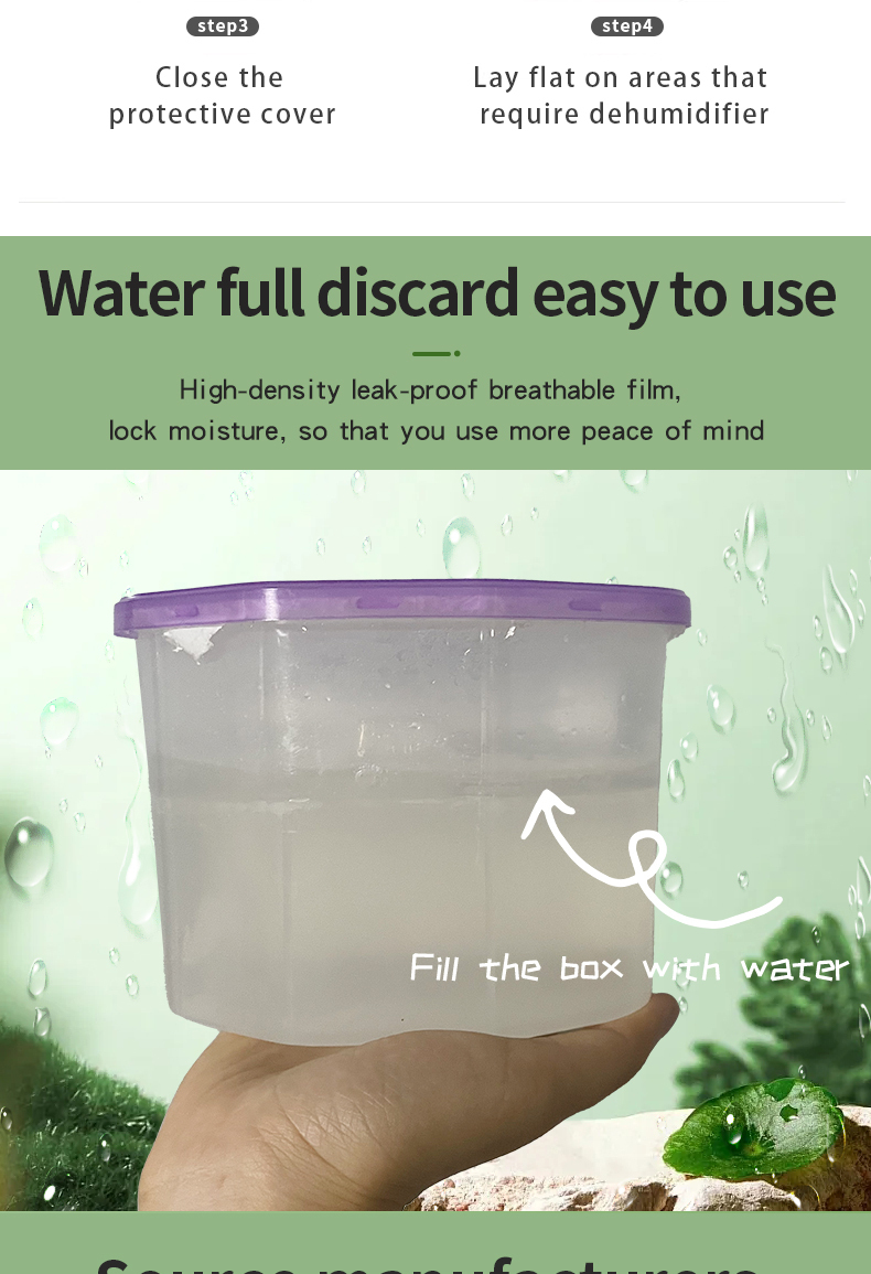 500ml customized interior moisture absorber for home dehumidifier box