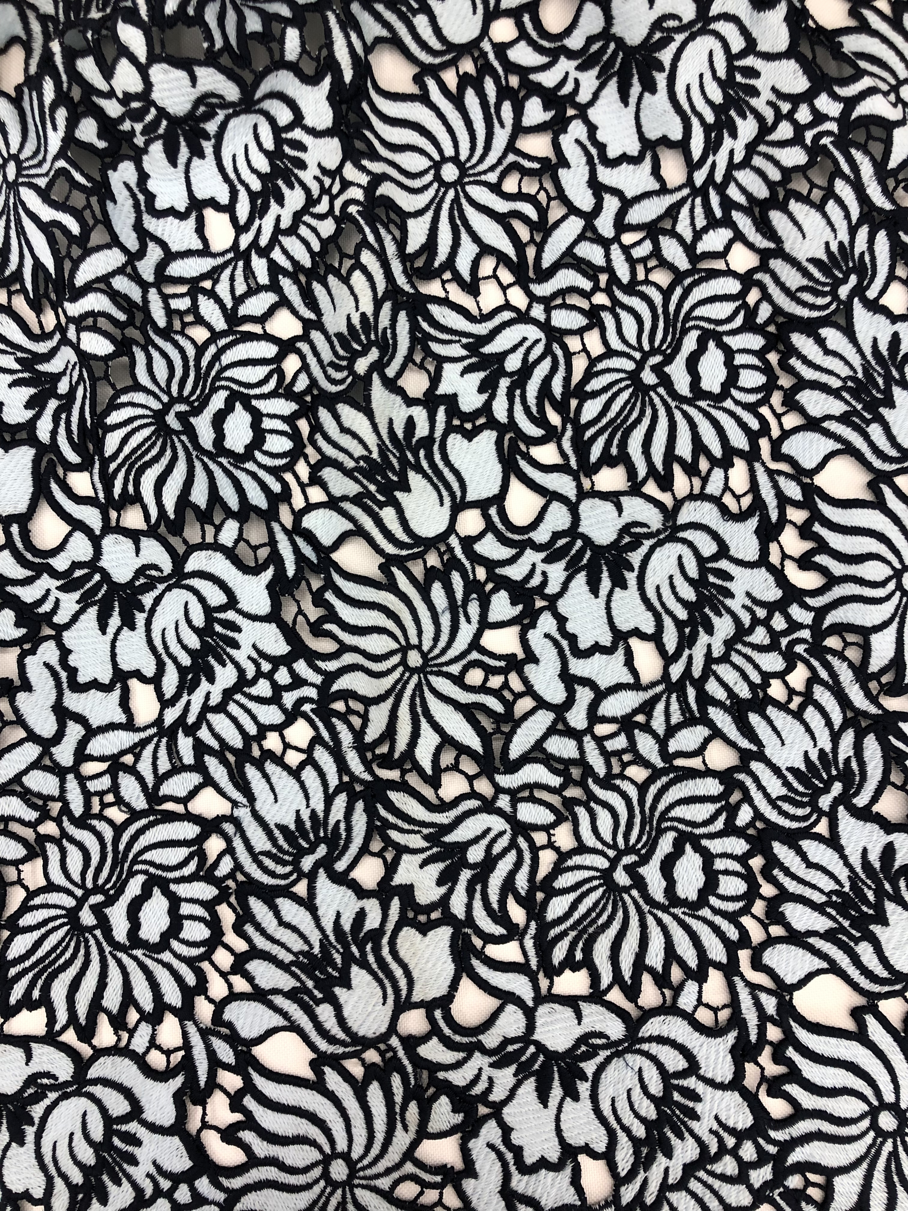 Popular Blue Heavy Flowers Pattern Milk Silk Thread Chemical Embroidery Fabric HKS6472 textile company,embroidery,chemical lace