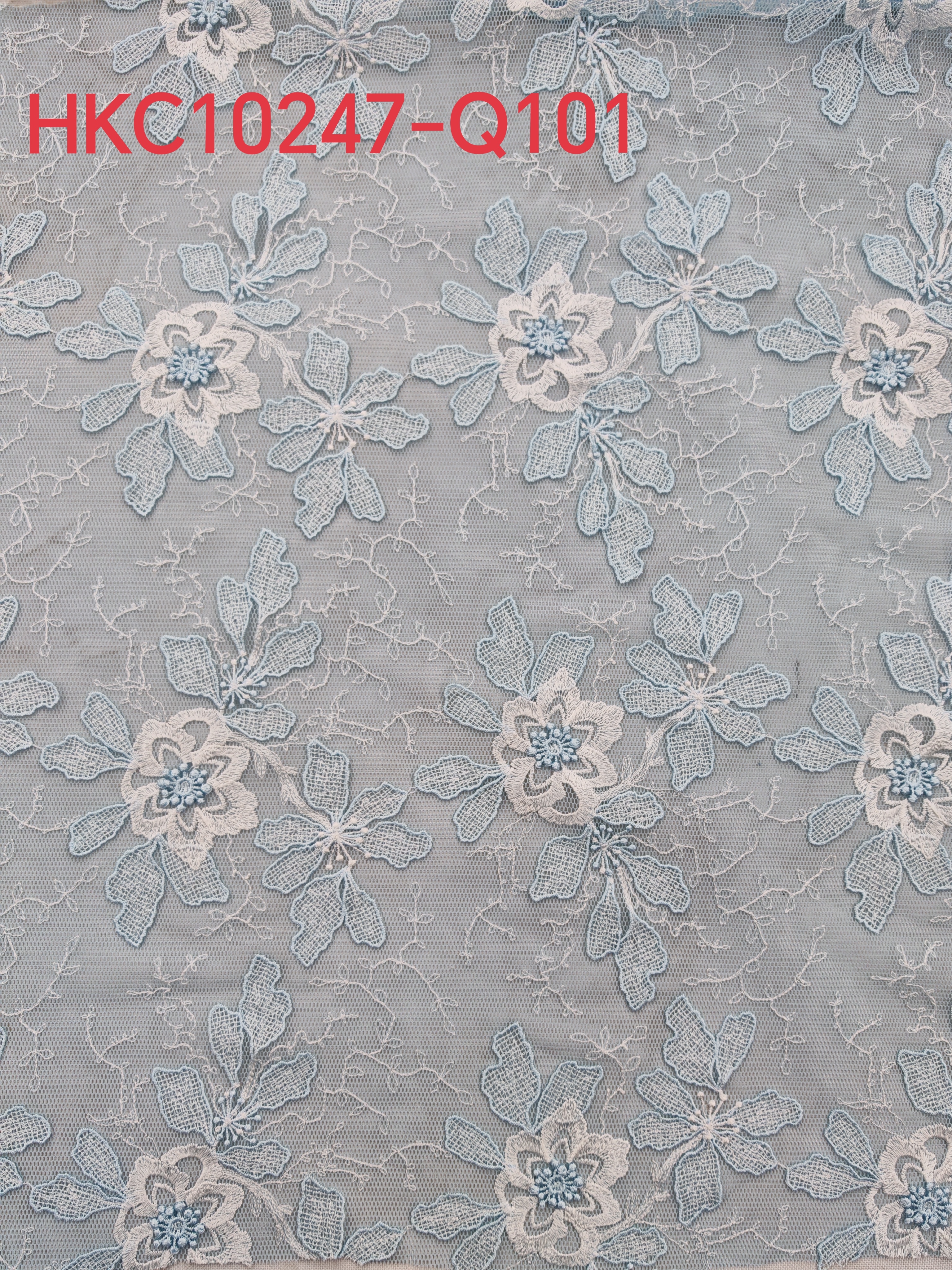 Beautiful embroidery with Blue White Flowers Patterns Plain Embroidery Fabric HKC10247 Plain embroidery,Star spots embroidery