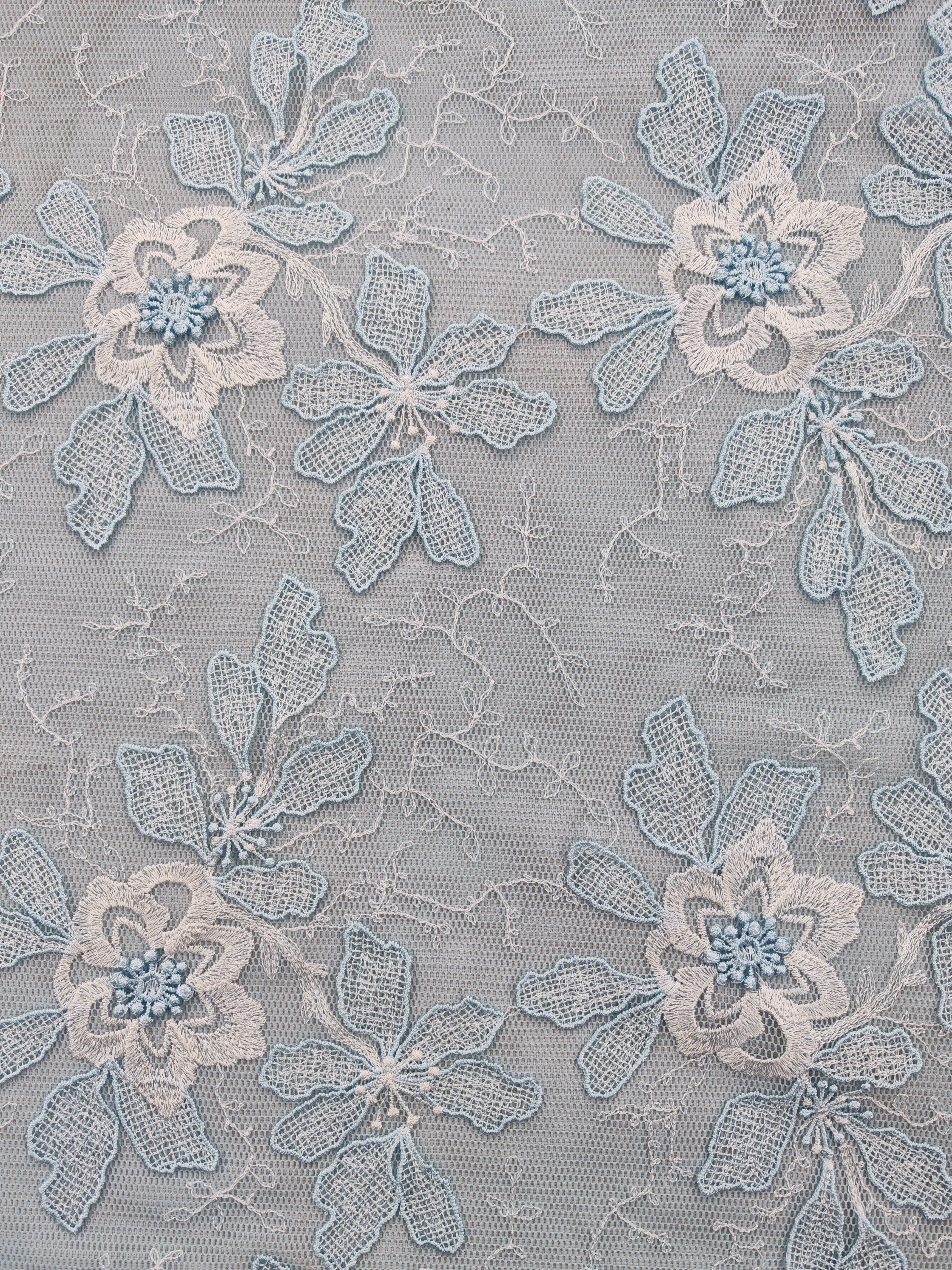 Beautiful embroidery with Blue White Flowers Patterns Plain Embroidery Fabric HKC10247 Plain embroidery,Star spots embroidery