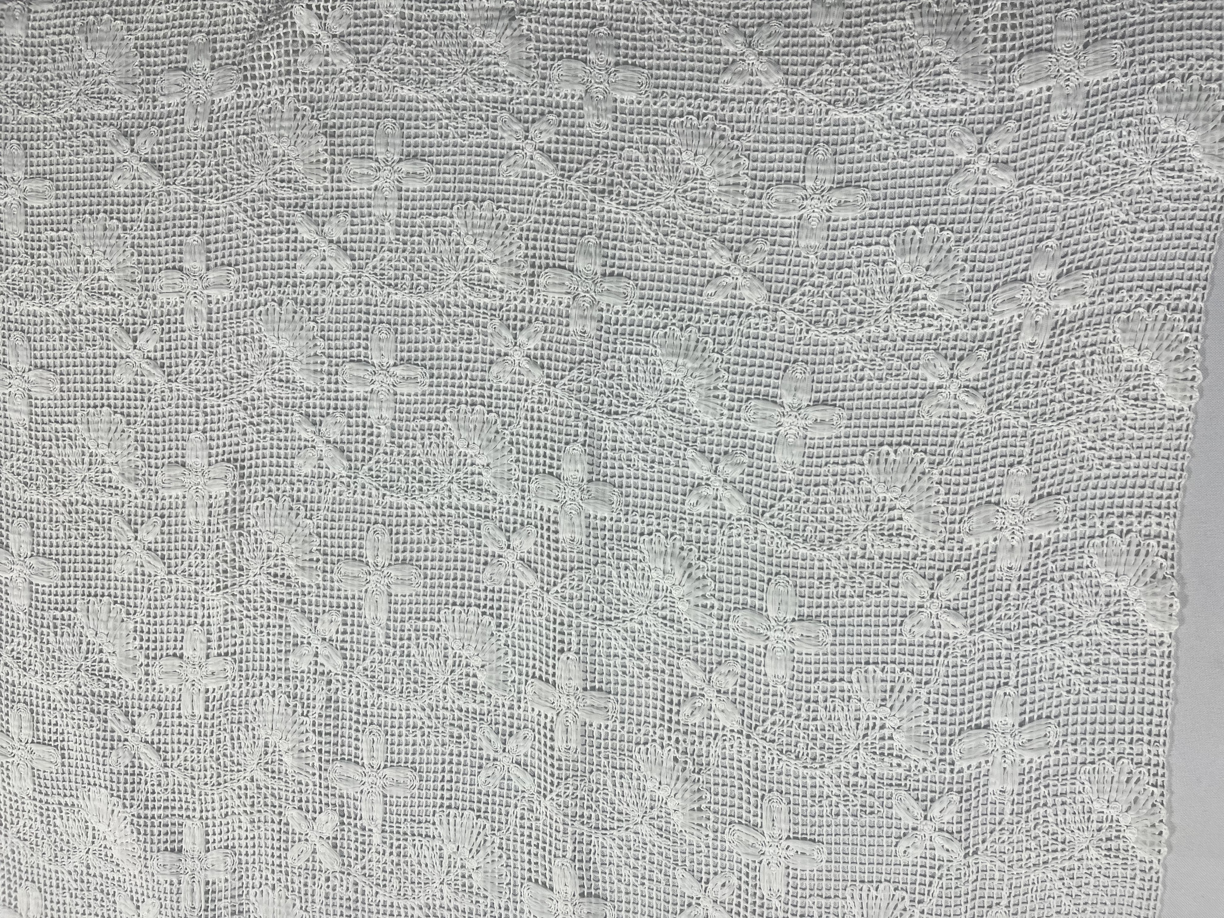 HKD10292 White Grid Chassis with Embroidery sequins embroidery factory