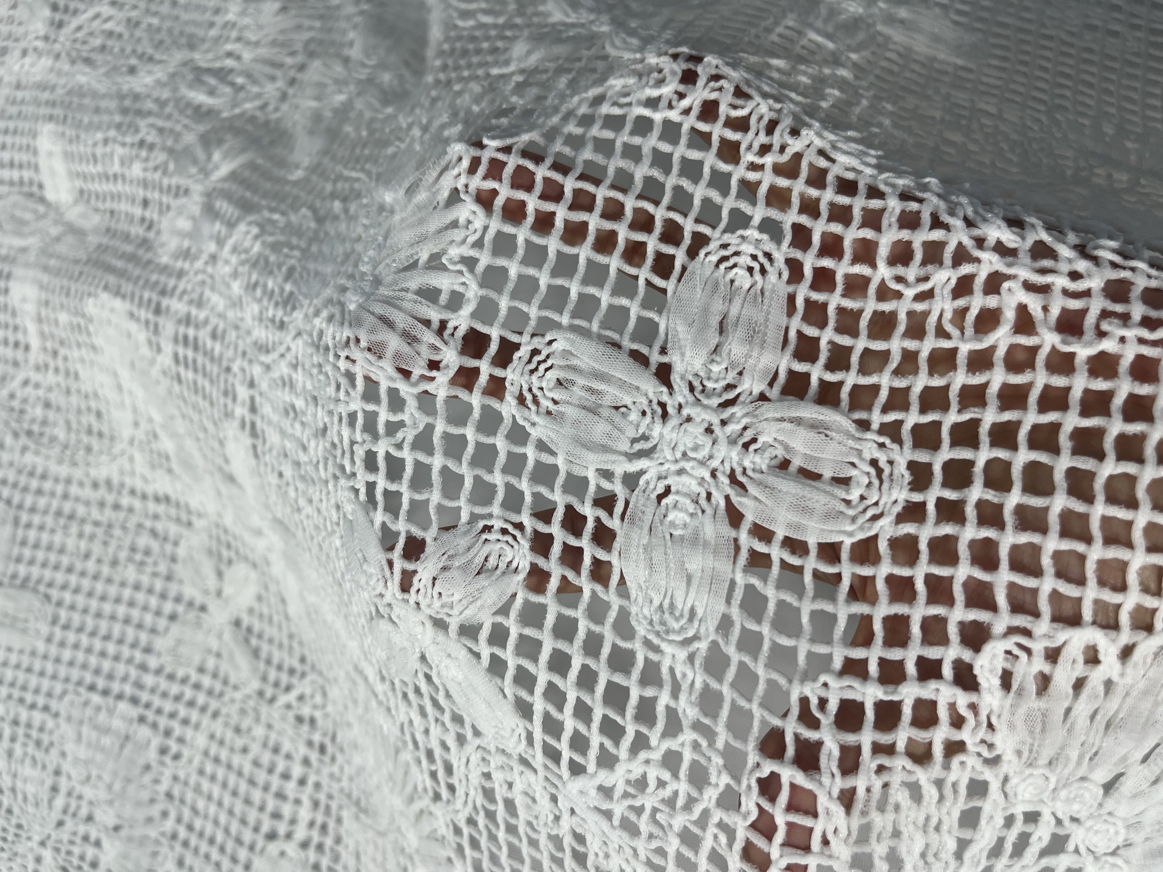 HKD10292 White Grid Chassis with Embroidery sequins embroidery factory
