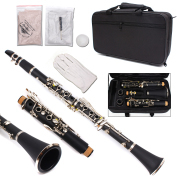Yinfente Professional Clarinet Bb 17 key Ebonite Wood With Clarinet Case and Accessories