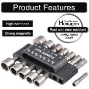9/14pcs Nut Socket Hexagonal Shank Hex 1/4" Screw Metric Driver Tool Set Adapter
