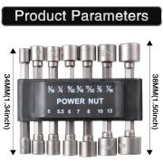 9/14pcs Nut Socket Hexagonal Shank Hex 1/4" Screw Metric Driver Tool Set Adapter