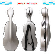 yinfente Silver Cello Case 4/4 Carbon Fiber Cello Box Hard Cases Strong Light 3.1kg