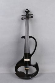 Black Electric Violin 4/4 Silent Violins Solid Wood Ebony Violin Parts Case Bow