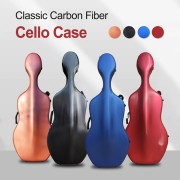 Yinfente Full Size Cello Case Carbon Fiber Cello Box Dark Red Strong Light Strap Wheels Cello Cases 4kg