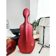 Yinfente Full Size Cello Case Carbon Fiber Cello Box Dark Red Strong Light Strap Wheels Cello Cases 4kg