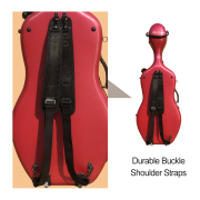 Yinfente Full Size Cello Case Carbon Fiber Cello Box Dark Red Strong Light Strap Wheels Cello Cases 4kg