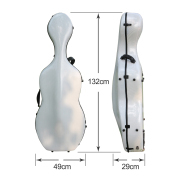 Yinfente 4/4 Cello Case Carbon Fiber Cello Box Full size White Strong Light Strap with Wheels
