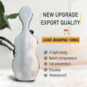 Yinfente 4/4 Cello Case Carbon Fiber Cello Box Full size White Strong Light Strap with Wheels