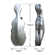 yinfente Full Size Cello Case Carbon Fiber Cello Box Silver color Strong Light Strap Wheels Yinfente Cello Cases 3.7kg