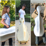 yinfente Full Size Cello Case Carbon Fiber Cello Box Silver color Strong Light Strap Wheels Yinfente Cello Cases 3.7kg