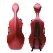 Yinfente Red Cello Case 4/4 Size Hard Carbon Fiber Cello Box Protect With Wheels Carry Cello Strap