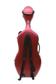 Yinfente Red Cello Case 4/4 Size Hard Carbon Fiber Cello Box Protect With Wheels Carry Cello Strap