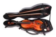 4/4 violin case Carbon fiber composite Bow holder Hygrometer Back strap Black