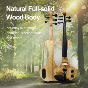 5 String Electric Violin 4/4 Solid wood Ebony Fittings Free Case Wood color