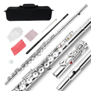 yinfente New 16 Hole C key Flute With Gloves Cleaning Rod Case closed hole Nickel Silver