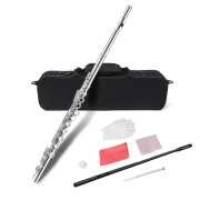 yinfente New 16 Hole C key Flute With Gloves Cleaning Rod Case closed hole Nickel Silver