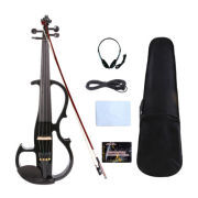 Yinfente 16 inch Electric Viola Full Size Solid Wood Ebony Fittings Silent Purple with viola case