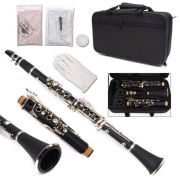 yinfente Professional Student Clarinet Ebonite Body Nickel Plated Key Bb Key 17 key black with Case and parts