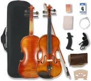 Yinfente 4 String Acoustic Violin 4/4 Violin Set Full Size Flamed Maple Spruce Ebony Fittings Free Case and Violin Bow