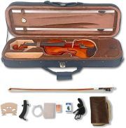 Yinfente 4 String Acoustic Violin 4/4 Violin Set Full Size Flamed Maple Spruce Ebony Fittings Free Case and Violin Bow