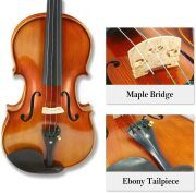 Yinfente 4 String Acoustic Violin 4/4 Violin Set Full Size Flamed Maple Spruce Ebony Fittings Free Case and Violin Bow