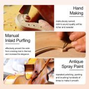 Violin 4/4 Full Set Violin for Beginners & Adults Solid Wood Fiddle with Hard Case Bow Shoulder Rest Strings Flame Maple Spruce Wood (Brown, 4/4)