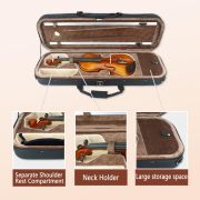 Violin 4/4 Full Set Violin for Beginners & Adults Solid Wood Fiddle with Hard Case Bow Shoulder Rest Strings Flame Maple Spruce Wood (Brown, 4/4)