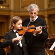 Violin 4/4 Full Set Violin for Beginners & Adults Solid Wood Fiddle with Hard Case Bow Shoulder Rest Strings Flame Maple Spruce Wood (Brown, 4/4)