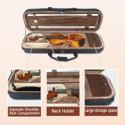 Violin 4/4 Full Set Violin for Beginners & Adults Solid Wood Fiddle with Hard Case Bow Shoulder Rest Strings Flame Maple Spruce Wood (Brown, 4/4)