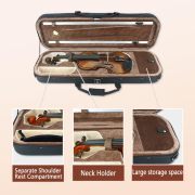 Violin 4/4 Full Set Violin for Beginners & Adults Solid Wood Fiddle with Hard Case Bow Shoulder Rest Strings Flame Maple Spruce Wood (Brown, 4/4)