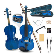 Yinfente Advanced Electric Acoustic Violin Color Blue 4/4 Maple Spruce Nice Tone Ebony Parts