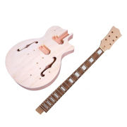 Yinfente Electric Guitar Kit guitar Neck 22 fret 24.75in square inlays with binding bolt on heel Guitar Body Semi-hollow Mahogany maple veneer