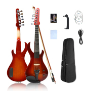 Yinfente Electric Violin 6 Strings Guitar Shape Solid Wood Ebony Fittings with case