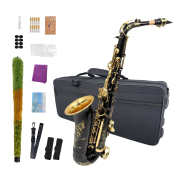 Yinfente Alto Saxophone Eb Black for Beginners Complete Saxophone Kit with Hard Case Mouthpiece Neck Strap Reeds Cleaning Kit Ideal for Students Professionals