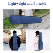 Yinfente 4/4 Full Size Violin Case Blue Nylon Waterproof Lightweight Portable Travel Carrying Bag with Plush Lining Dual Shoulder Straps Triangular Shape